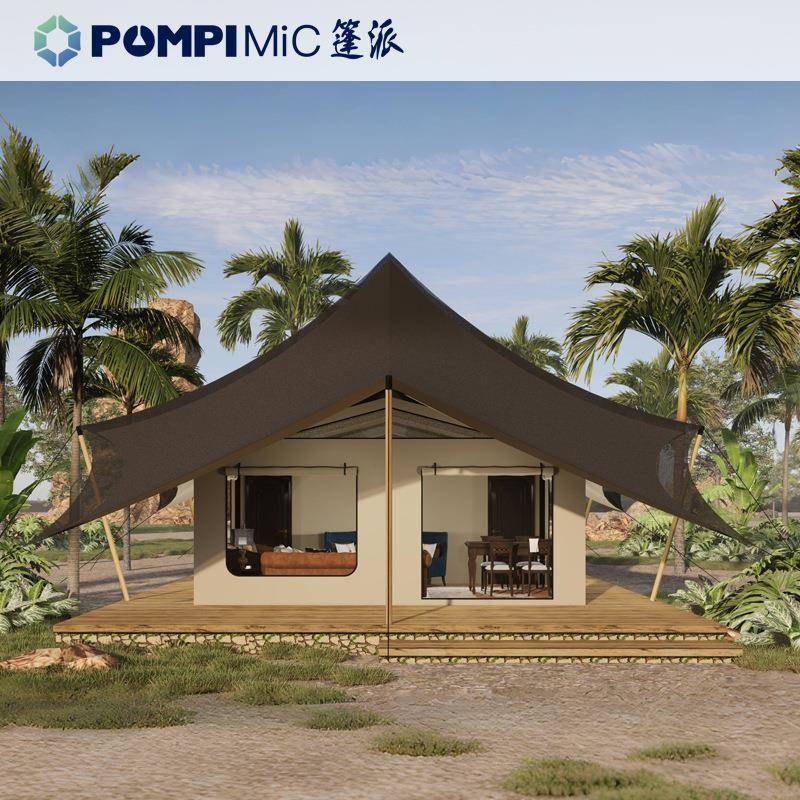 三层结构异形野奢帐篷大型遮阳天幕精致露营住宿户外营地帐篷