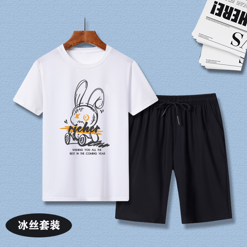 男童运动套装夏季中大童速干短袖五分裤宽松透气儿童冰丝两件套薄