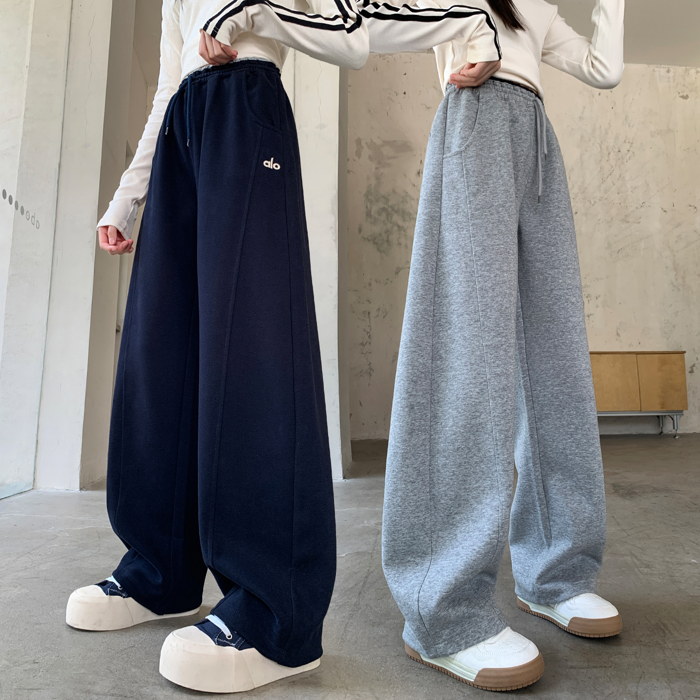 女童运动裤子2025新款大童春秋阔腿裤儿童加绒卫裤初中生直筒冬装