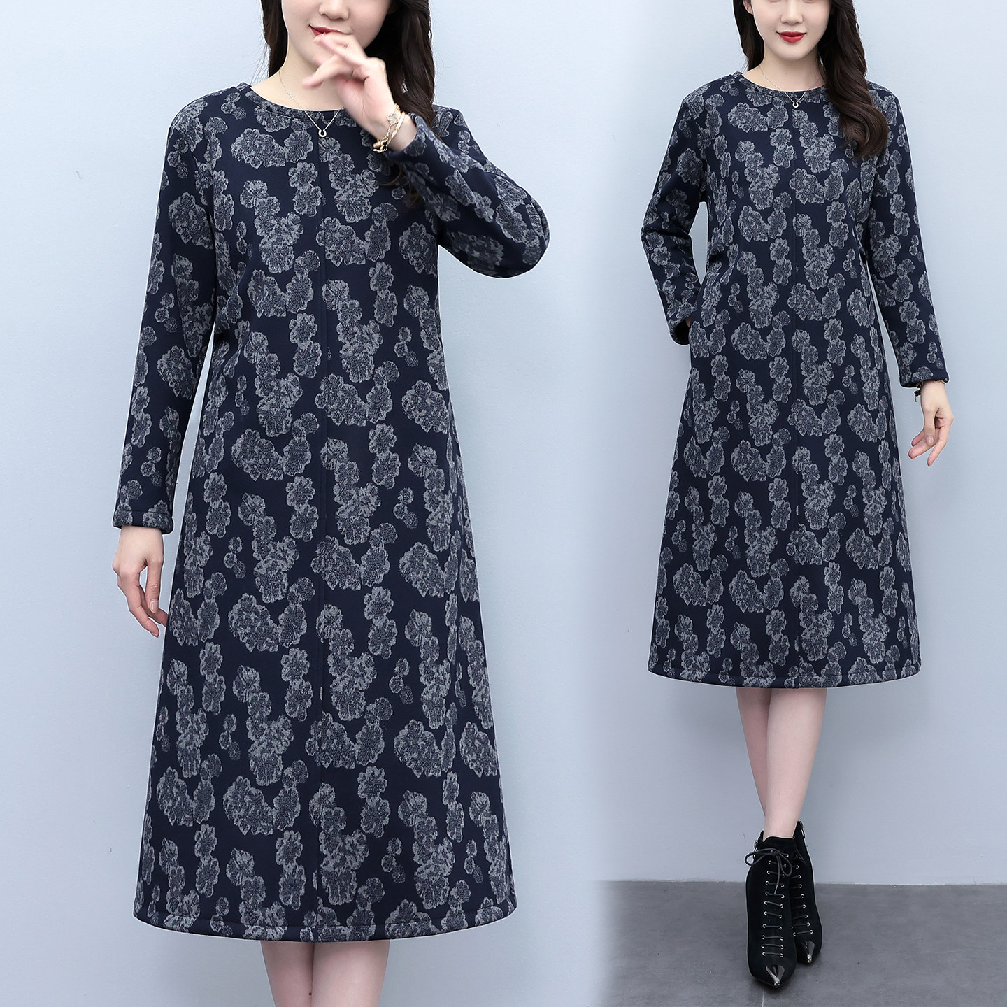 连衣裙小个子秋冬天配大衣的裙子