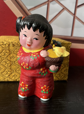 勤为本泥人张彩塑中国梦娃娃可爱人物特色中式装饰品手工儿童摆件