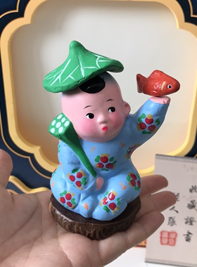 莲年有余 泥人张彩塑小摆件 天津文创伴手礼非遗桌面摆件手工艺品