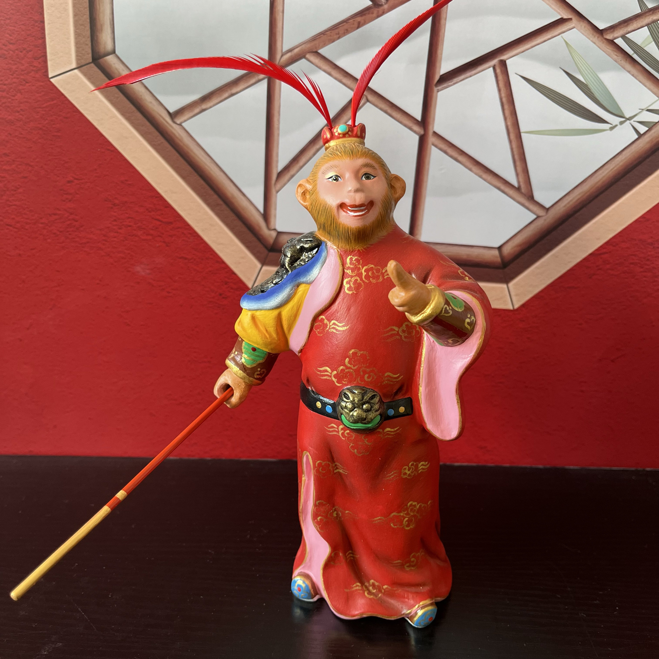 美猴王 天津泥人张手工绘制精品彩塑泥人 齐天大圣孙悟空桌面摆件