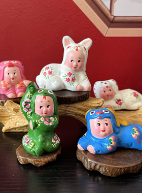 蛇年摆件泥人张彩塑十二生肖迷你版小摆件伴手礼手工艺品泥人彩塑