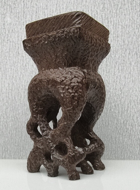 守一孤品◆手捻葫芦小底座紫光檀实木 手工雕刻 文玩家居装饰摆件