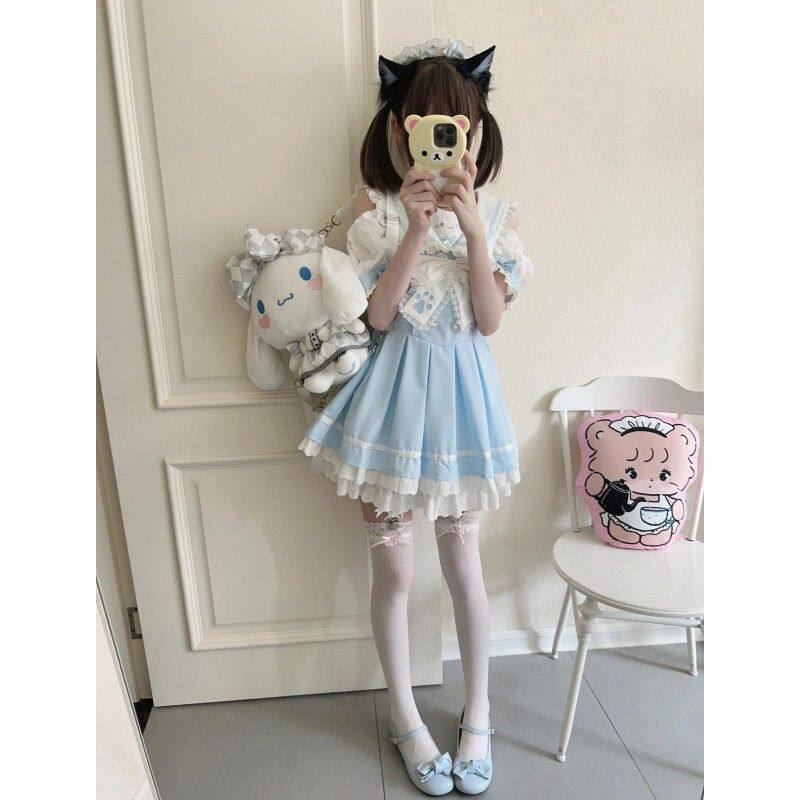 学院风可爱少女小清新减龄蕾丝拼其它制服/套装
