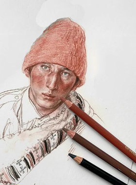 德国天鹅色粉铅笔于小冬三支笔3支笔粉画彩色炭笔素描速写棕色