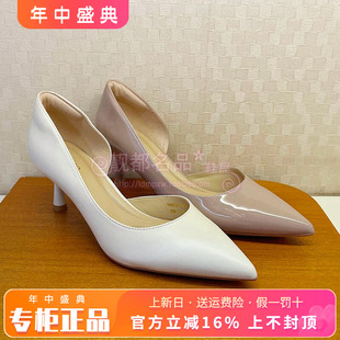 正品蹀愫ts女鞋2025夏季尖头中空细跟高跟浅口单鞋TA65153-11