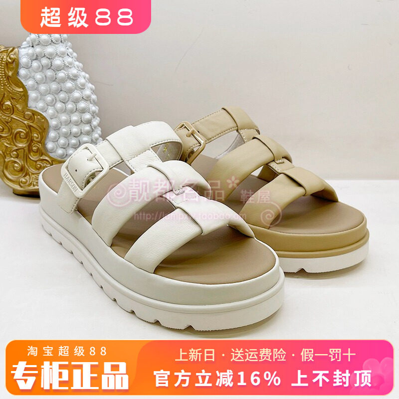 正品Harson/哈森女鞋2025夏季休闲舒适厚底平跟拖鞋凉鞋HM256103