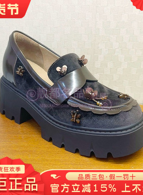 正品蹀愫ts女鞋2025秋款百搭粗跟中跟英伦风羊皮单鞋TA65502-51