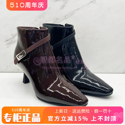 正品KISSCAT接吻猫女靴2025冬季新款牛皮高跟细跟短靴KA65888-10