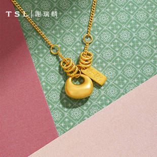 TSL谢瑞麟小胖福系列黄金项链5G工艺足金项链平安字牌新品 XQ951