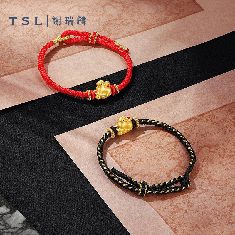 TSL谢瑞麟黄金转运珠5D硬金马到福来足金路路通XQ594-XQ595