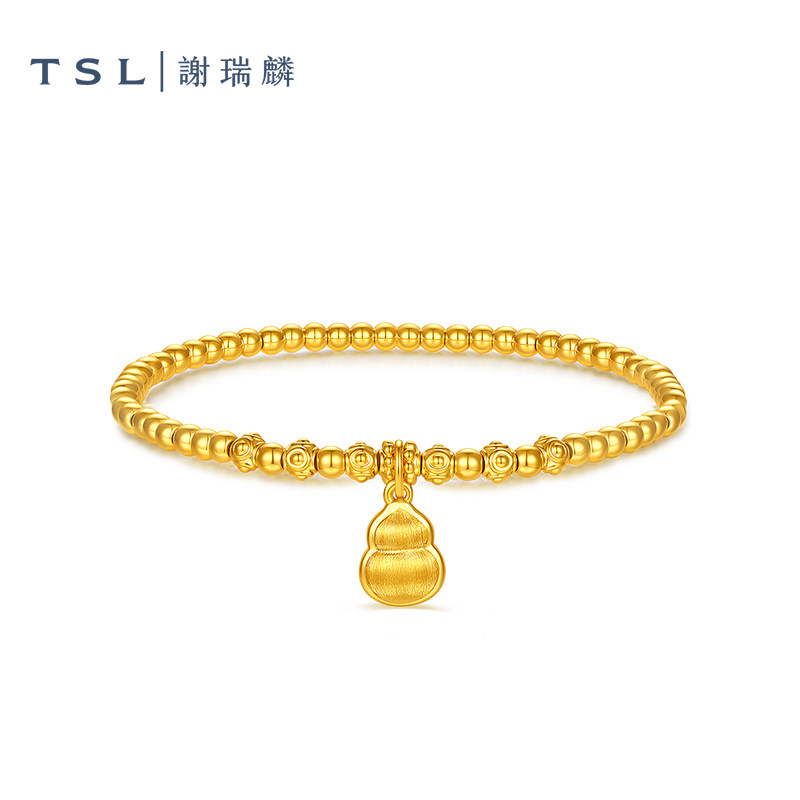 TSL谢瑞麟黄金葫芦手链5D硬金金珠手串足金手饰计价女士XR355