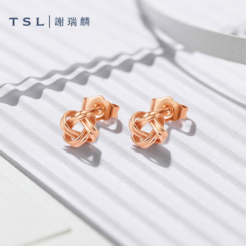 谢瑞麟简约几何18K金耳钉