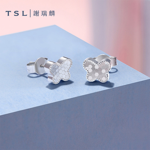 TSL谢瑞麟铂金耳钉蝴蝶Pt铂金耳环新品 女士耳饰BF440