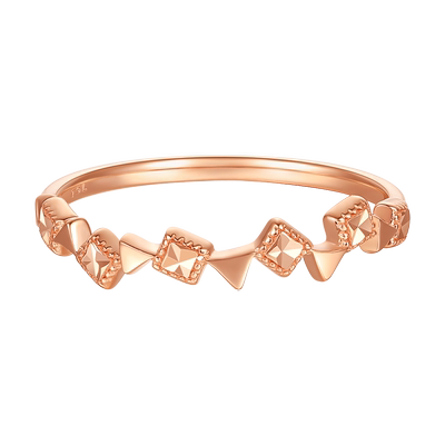 TSL谢瑞麟几何简约18K金戒指铆钉玫瑰金指环BE189