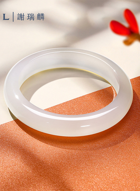 TSL谢瑞麟国潮玉髓系列玉髓手镯子中式国风白透镯子女款新品BE998