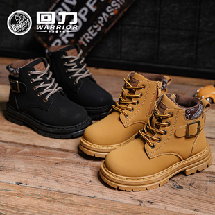 回力童鞋儿童高帮皮靴2025冬季新款女童时尚短筒靴男童靴子马丁靴