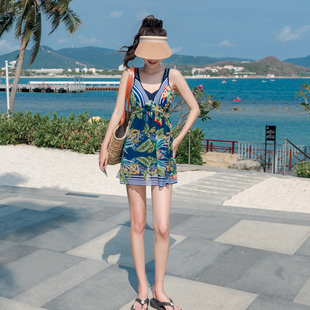 保守泳衣女夏遮肚显瘦连身裙式 平角泳衣小胸钢托聚拢泡温泉0325r1