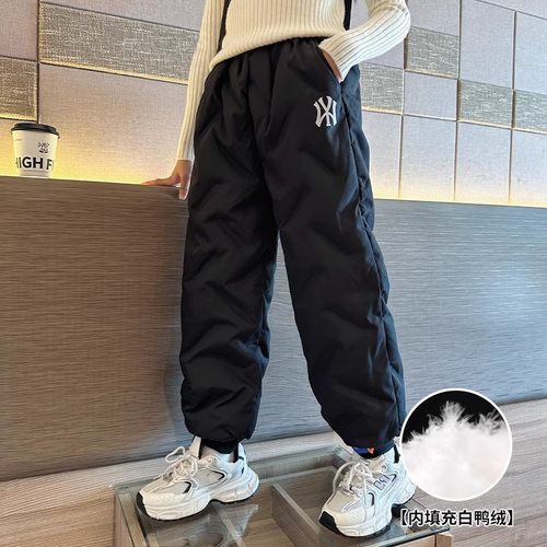 法国Anseola女童羽绒裤子2026新款秋冬儿童加绒加厚保暖棉裤潮