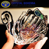 捷克进口BOHEMIA水晶玻璃天鹅首饰盒糖果盒珠宝耳饰收纳盒子摆件