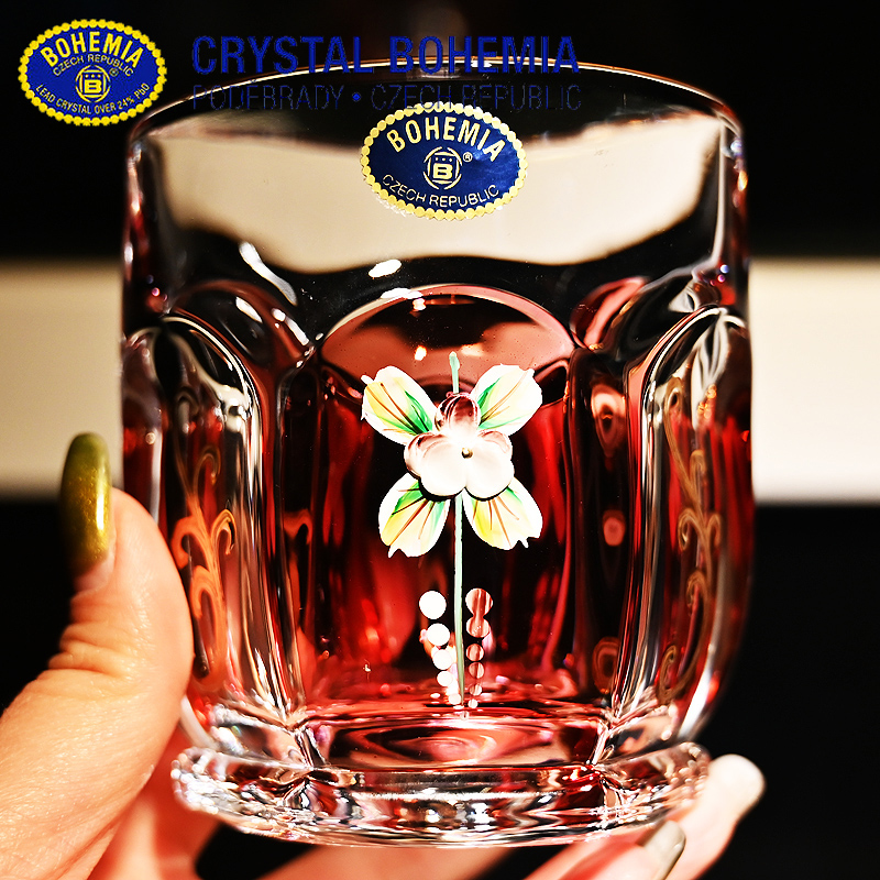 BOHEMIA描金珐琅花洋酒威士忌杯