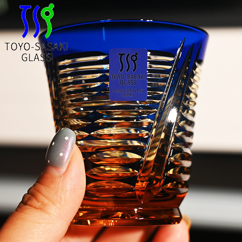 日本原装进口东洋佐佐木刻花手工切子二两白酒杯烈酒清酒杯茶饮杯