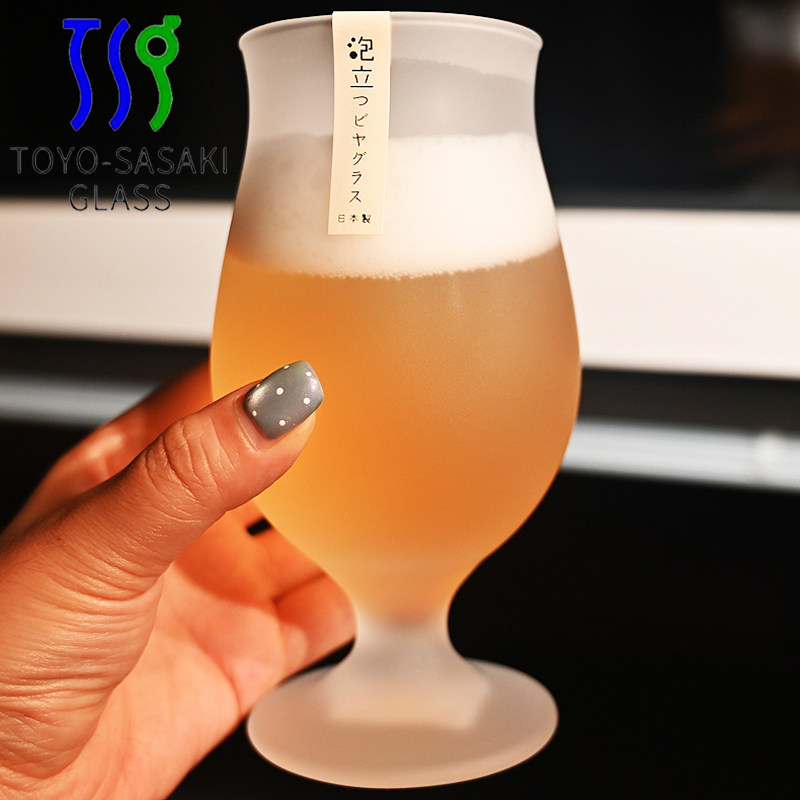 日本进口东洋佐佐木创意磨砂玻璃精酿带把扎啤酒杯果汁饮料杯子