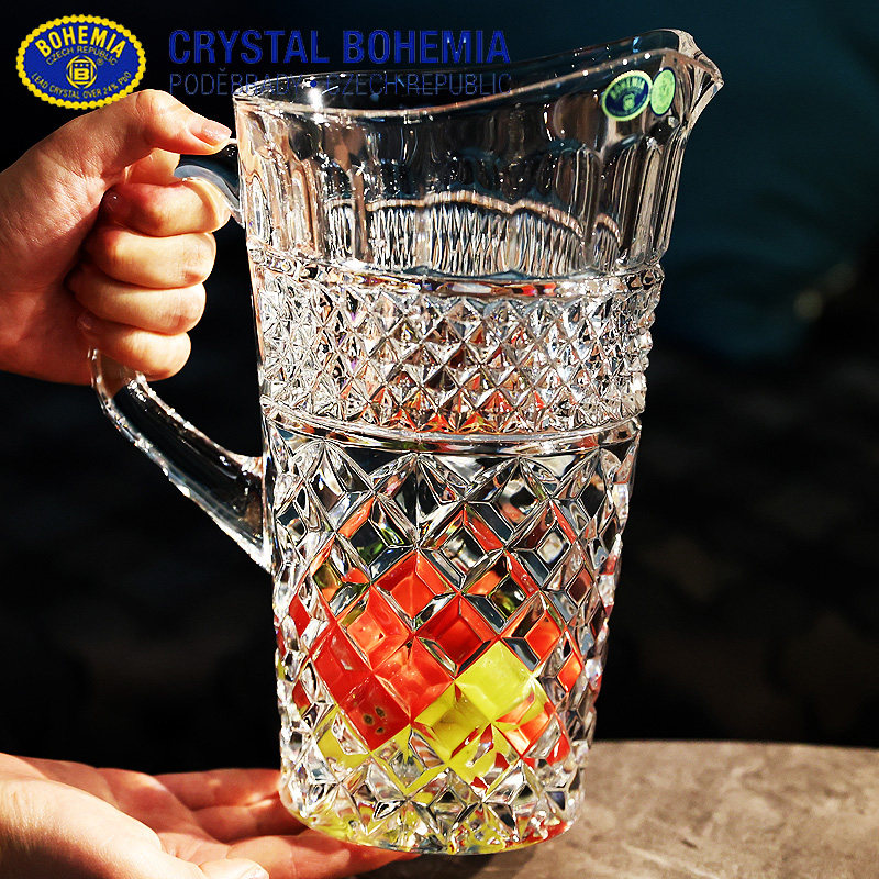 捷克进口BOHEMIA水晶玻璃家用冷水壶果汁壶扎啤杯水具奢华摆件