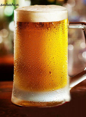 土耳其进口帕莎帕琦耐热玻璃 啤酒带把扎啤杯大号加厚水杯果汁杯