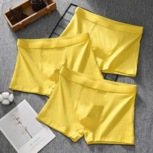 黄色内裤男士纯棉平角裤头加大码