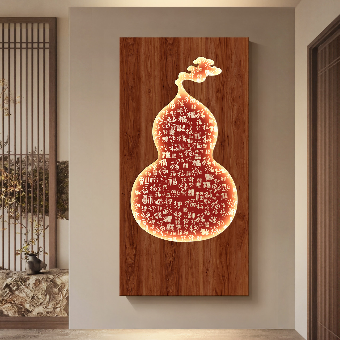 客厅装饰画百福葫芦玄关挂画