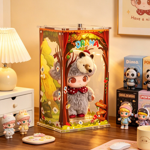 泡泡玛特盲盒展示架发光公仔柜