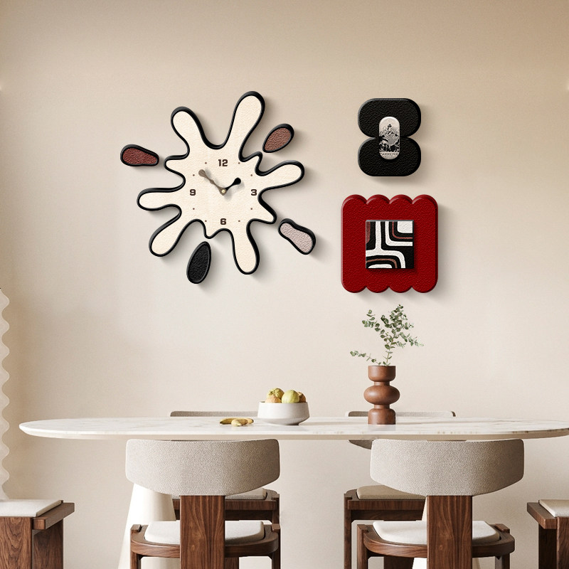 卡通客厅带钟表壁画餐厅时钟挂画图片