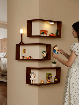 转角置物架墙上度拐角悬空墙面装饰客厅墙壁阳角搁板创意收纳架