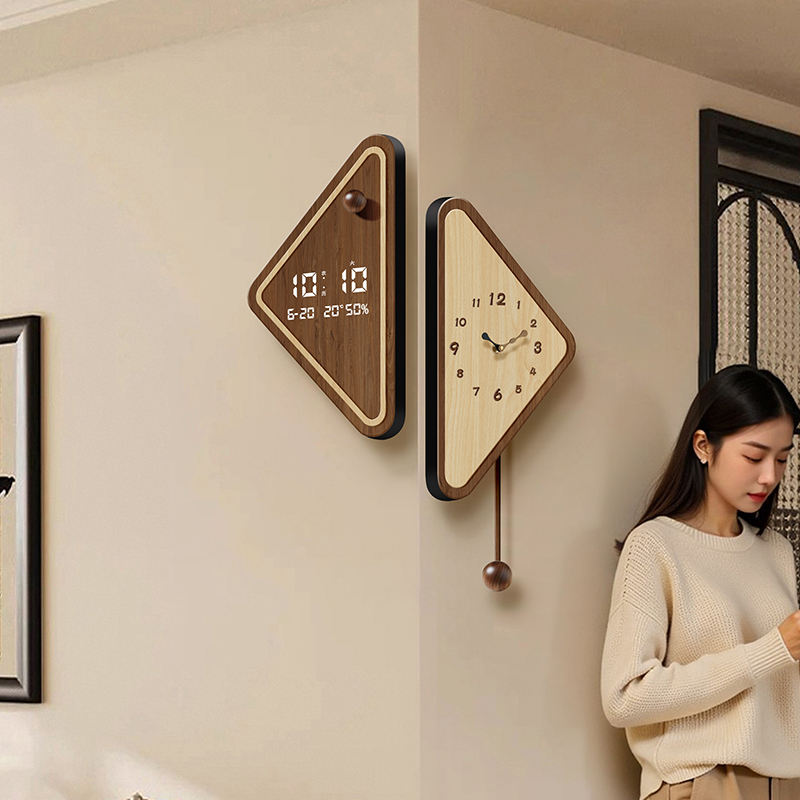 复古风转角电子时钟分体式拐角钟