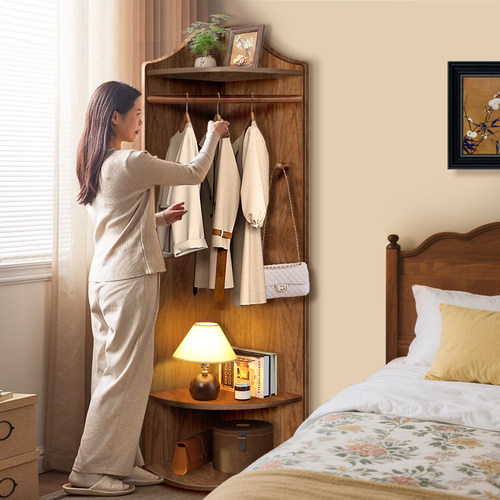 实木转角衣帽架多功能简易挂衣架
