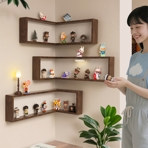 拐角盲盒收纳展示架子挂墙免打孔