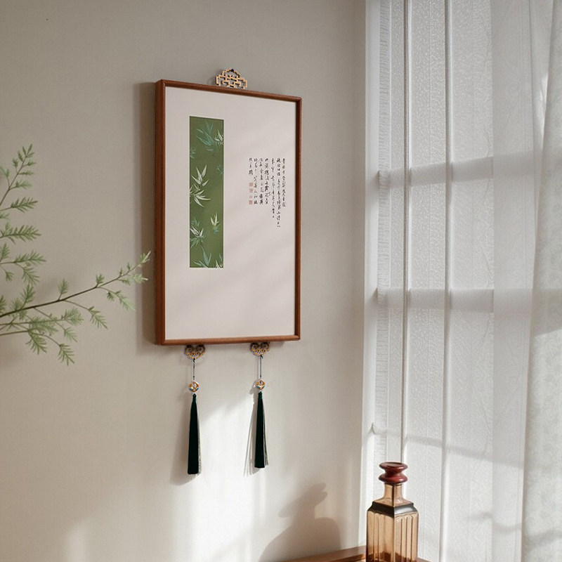国补宋式美学竹子装饰画玄关中式流苏墙上壁画客厅实木艺术挂画,家居饰品,现代装饰画,淘宝优惠券,粉丝福利购,淘宝优惠卷