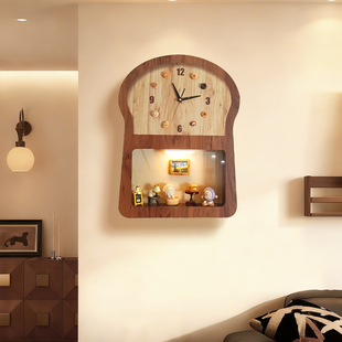 国补复古时钟防尘盲盒手办收纳展示架客厅磁吸挂钟静音钟表画挂墙