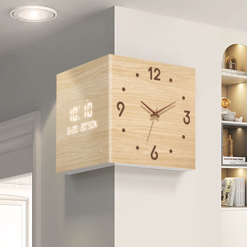 多功能转角时钟简约创意双面钟表