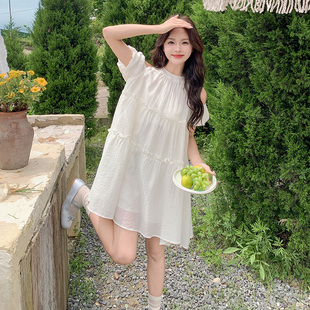 设计感白色初恋甜美露肩挂脖娃娃裙浪漫小个子减龄连衣裙 2025夏季