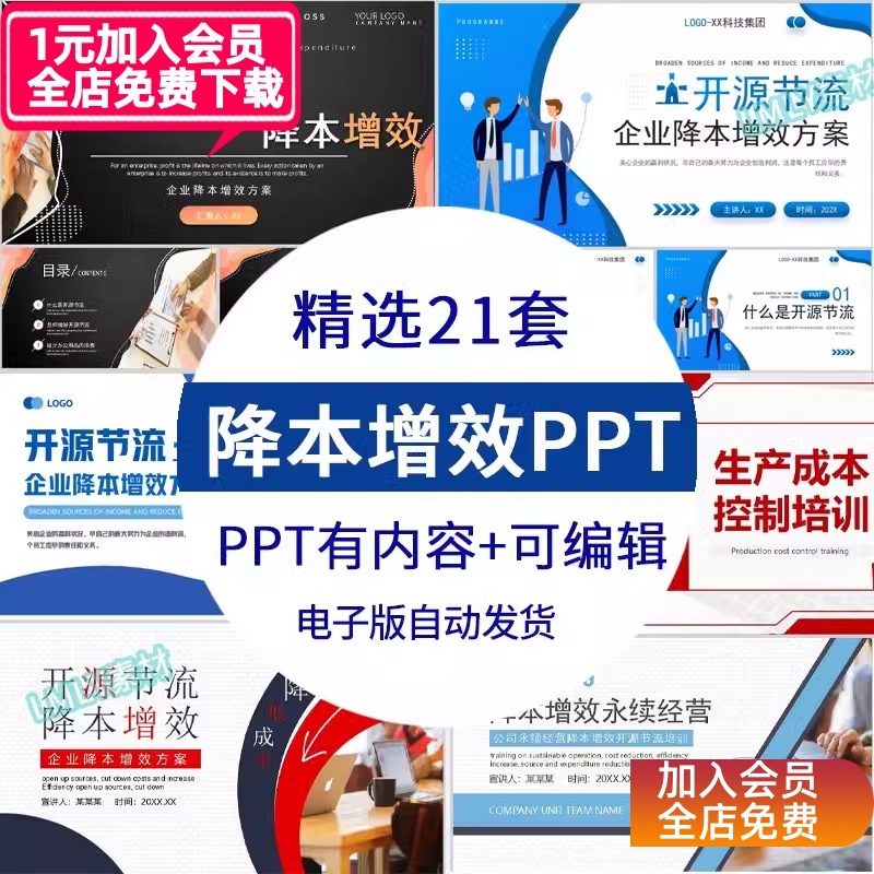 企业单位开源节流降本增效ppt方案培训模板降本节约成本ppt有内容