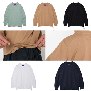 T恤NT3350N Tee纯色天竺棉抽绳宽松圆领复古长袖 日单紫 标Field