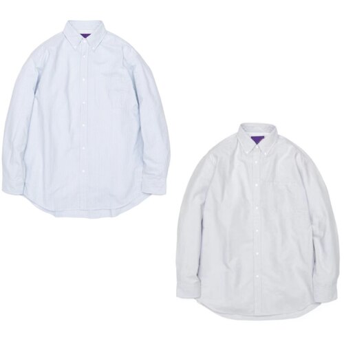 日系复古紫*标余文乐衬衫Strip Shirt宽松条纹口袋牛津纺衬衫