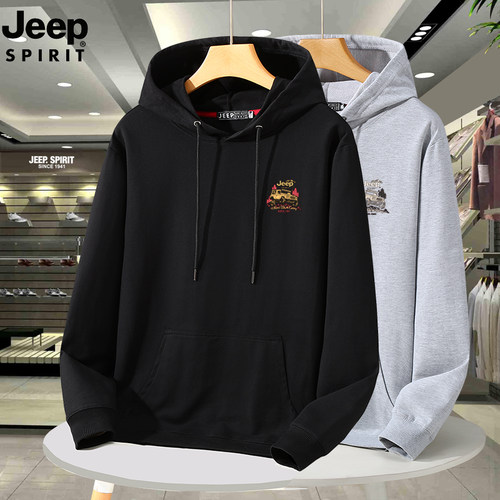 吉普春秋卫衣男大码宽松连帽上衣