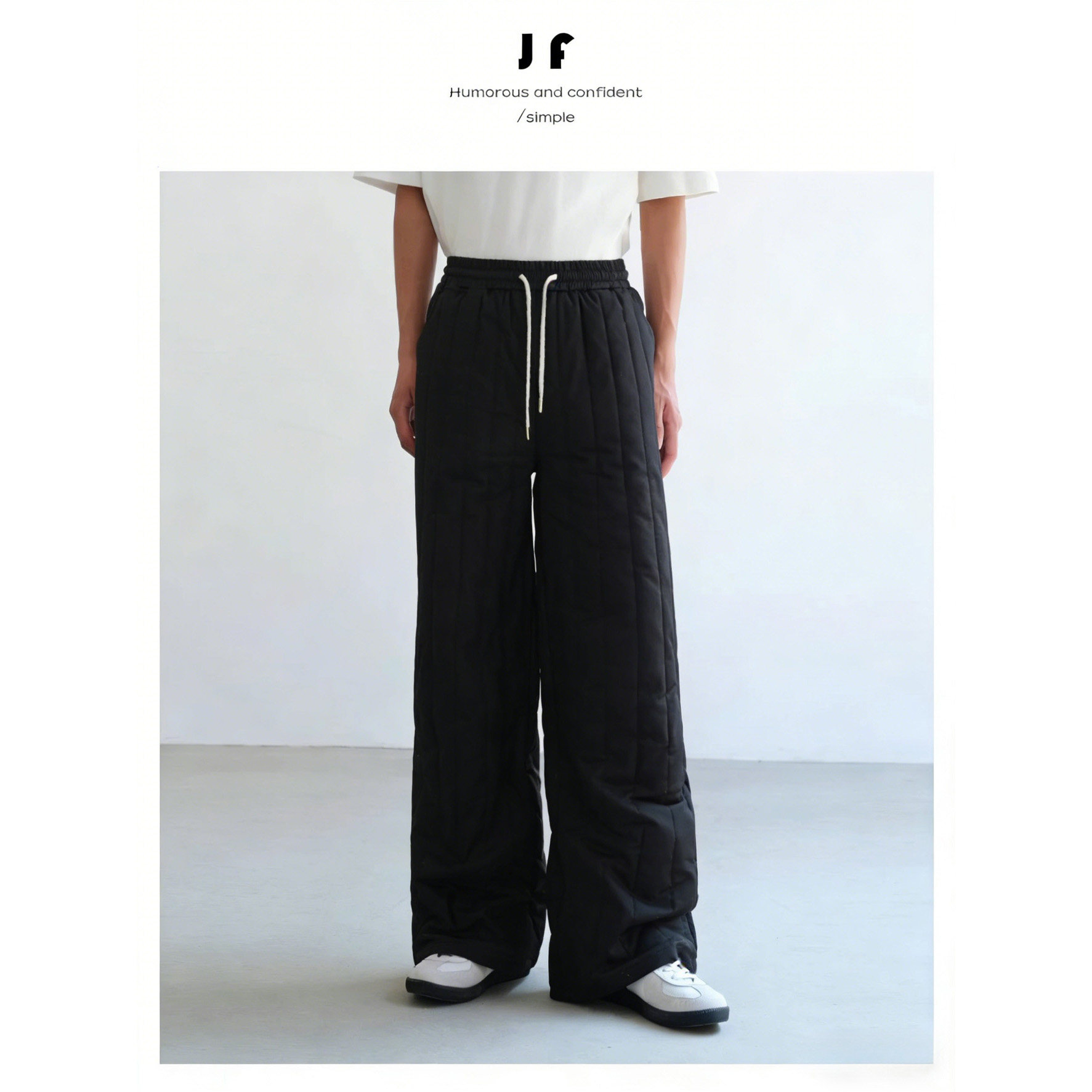 FH美式绗缝竖纹滑雪棉裤男士秋冬加绒加厚保暖休闲裤登山运动阔腿