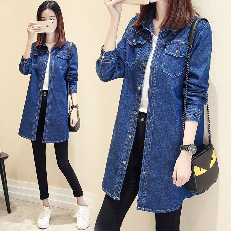 2021春秋新款韩版牛仔外套女长袖中长款衬衫裙大码宽松上衣牛仔褂在类目 女装/女士精品, 衬衫中 - 来自Buy2taobao.com提供专业的淘宝代购服务