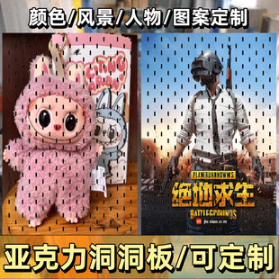 亚克力免打孔可定制图案洞洞板电竞房墙面收纳架适配于宜家置物架